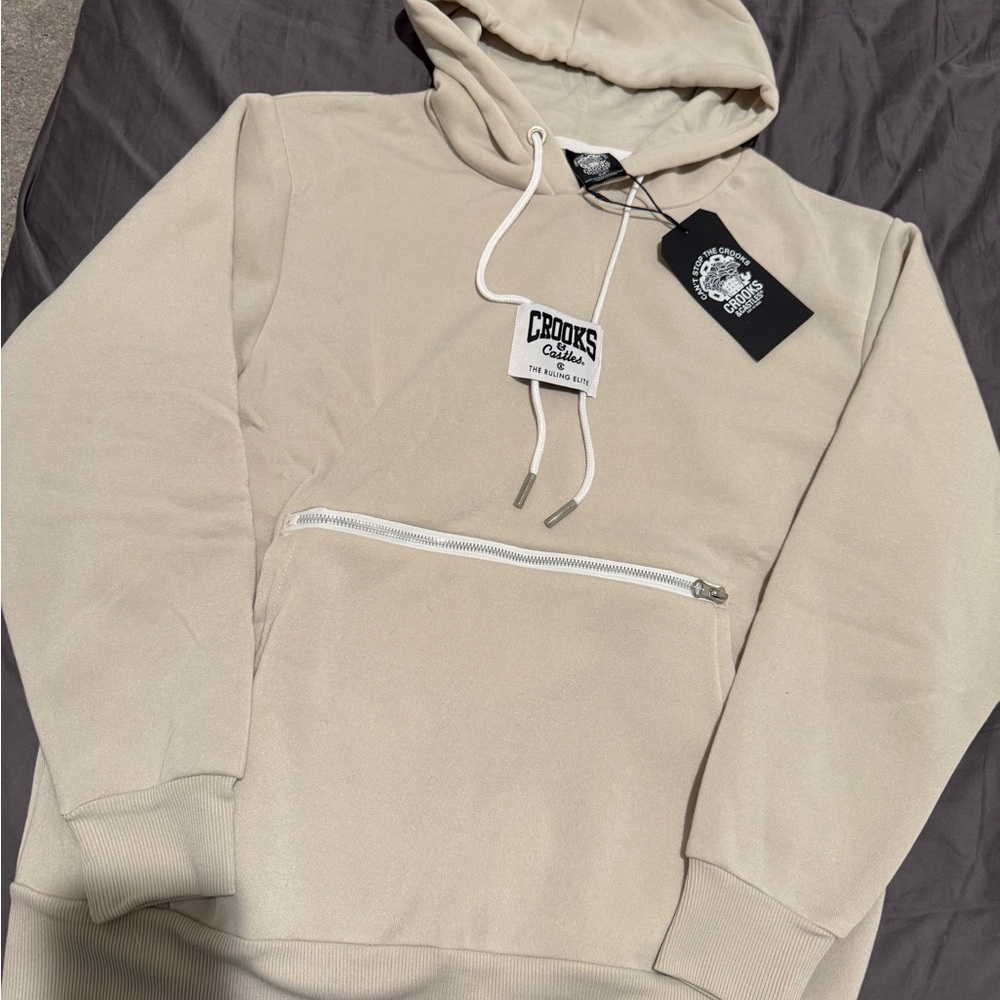 Crooks & Castles Tan Hoodie w/zipper pocket